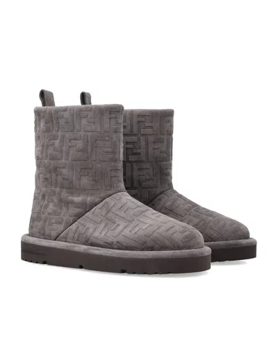 Fendi 25mm Apres Chic Embossed-ff Boots In Gray