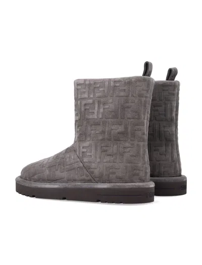 Fendi 25mm Apres Chic Embossed-ff Boots In Gray