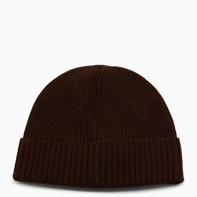 Seven Gauge Brown Wool Beanie In Brown