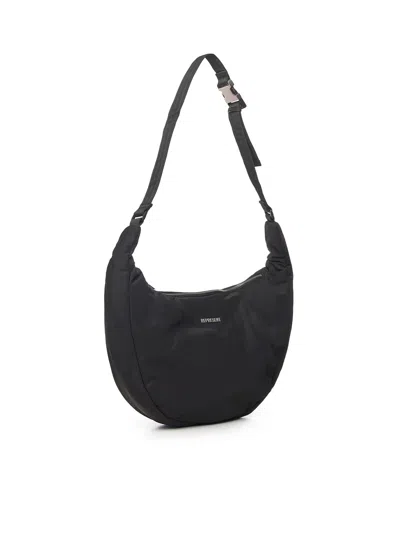 Represent Mens Black Script-hardware Padded Nylon Sling Bag In Black