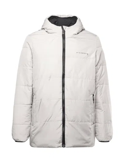 Richmond Reversible Down Jacket With Hood And Logo In Black