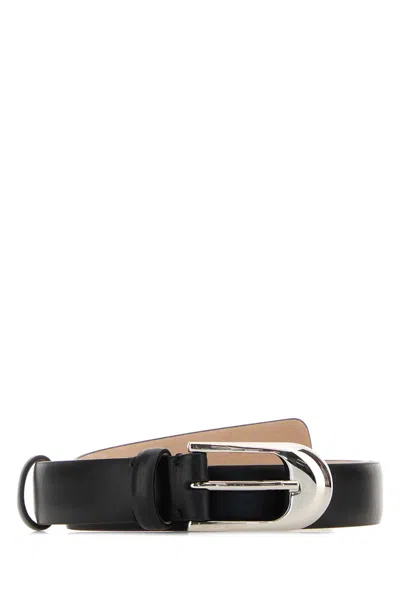 Khaite Dark Brown Suede Belt In Black
