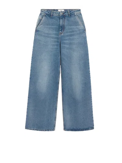 Ami Alexandre Mattiussi Wide Leg Denim Trousers Featuring Pockets In Blue