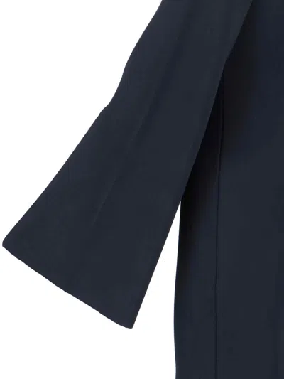 Calvin Klein Fitted Long Sleeve High Neck Dress In Blue