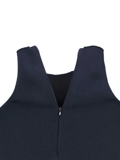 Calvin Klein Fitted Long Sleeve High Neck Dress In Blue