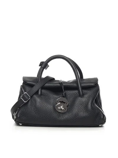 Zanellato Dotta Centauro Small Leather Handbag In Black