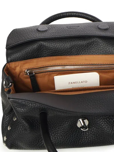 Zanellato Dotta Centauro Small Leather Handbag In Black