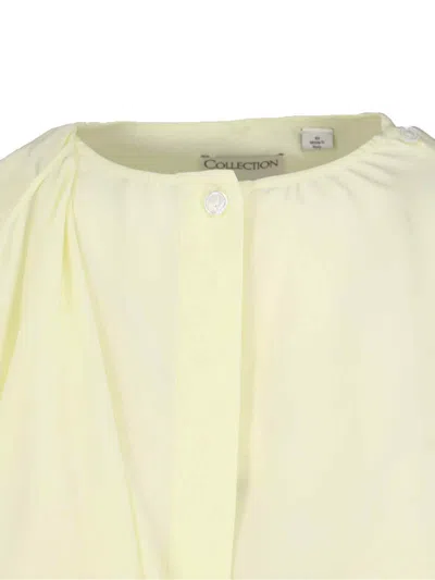 Calvin Klein Draped Long Sleeve Asymmetric Top With Buttons In Yellow