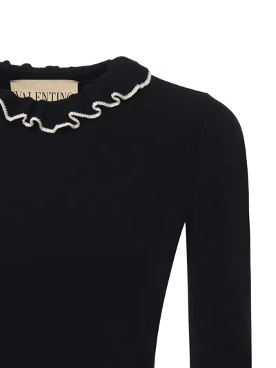 Valentino Knit Dress With Ruffles In Blue