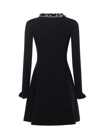 Valentino Knit Dress With Ruffles In Blue