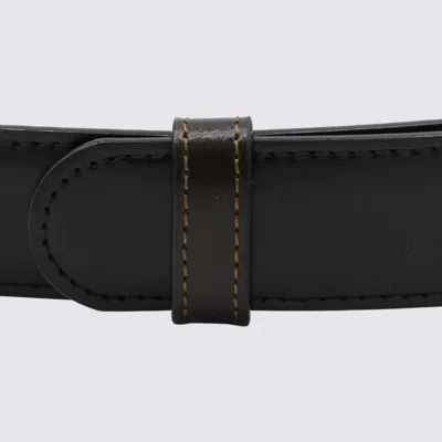 Montblanc Adjustable Belts With Silver Buckle Smooth Finish In Black