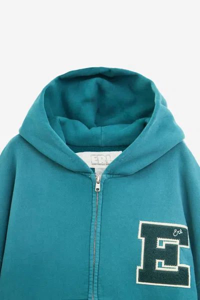 Erl Unisex Letterman Hoodie In Green