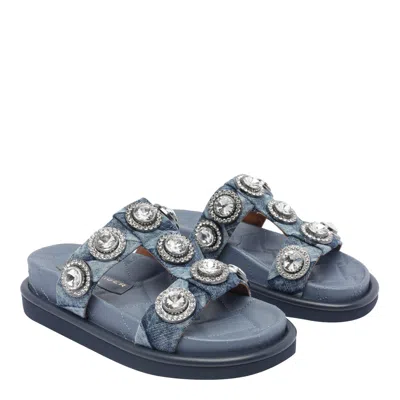 Kurt Geiger Orson Crystal Sandals In Blue