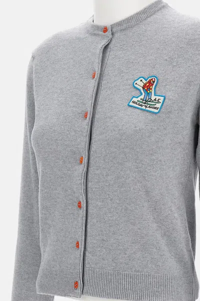 Alessandro Enriquez Crewneck Cardigan In Gray