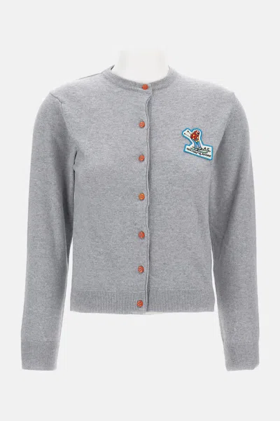 Alessandro Enriquez Crewneck Cardigan In Gray