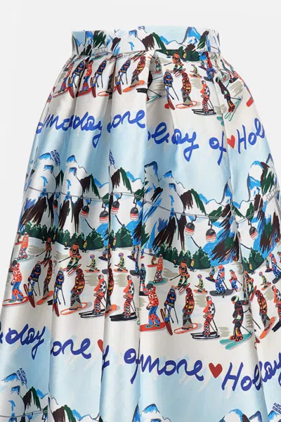 Alessandro Enriquez Graphic Print Pleated Midi Skirt In Multi