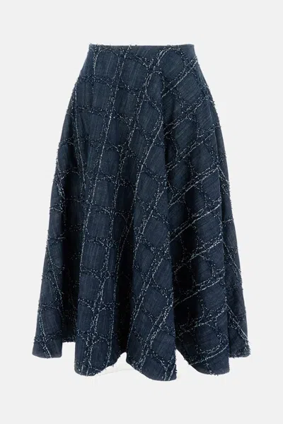 Stefano Mortari Wide Denim Skirt In Blue