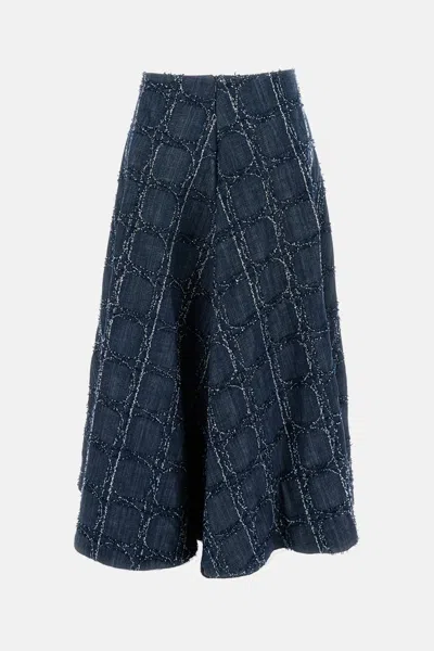 Stefano Mortari Wide Denim Skirt In Blue