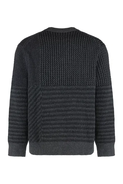 Calvin Klein Textured Knit Long Sleeve Crew Neck Sweater In Gray