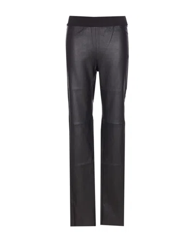 Uma Wang Stretch Leather Trousers Seam Detailing In Black