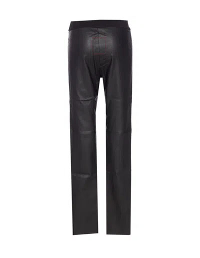 Uma Wang Stretch Leather Trousers Seam Detailing In Black