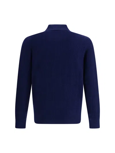 Brunello Cucinelli Long-sleeve Cashmere Polo Shirt In Blue