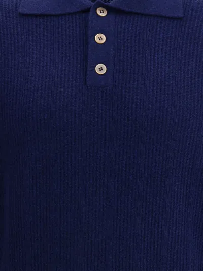 Brunello Cucinelli Long-sleeve Cashmere Polo Shirt In Blue