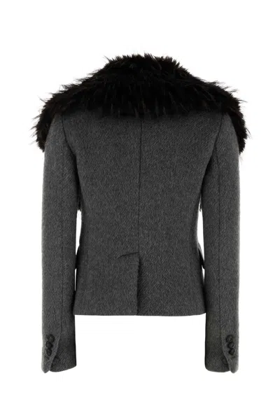 Dsquared2 Dsquared Grey Mohair And Wool Uptown Twiggy Blazer In Black