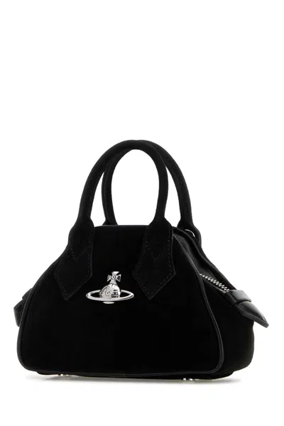 Vivienne Westwood Black Suede Mini Yasmine Handbag In Black