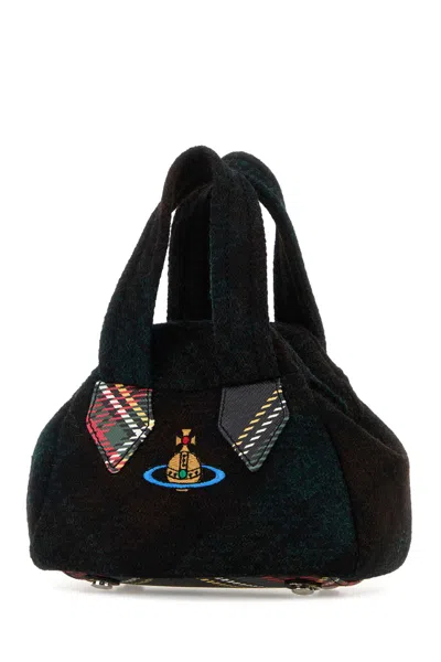 Vivienne Westwood Mini Handbag With Checkered Design And Handles In White