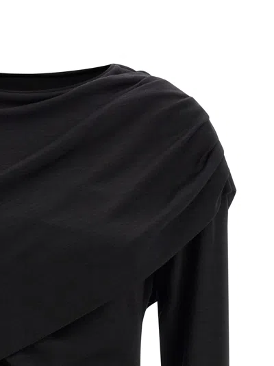 Isabel Marant Asymmetric Draped Long Sleeve Top In Black