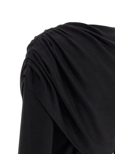 Isabel Marant Asymmetric Draped Long Sleeve Top In Black