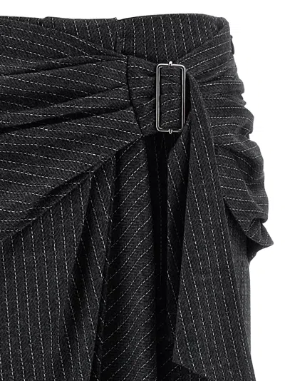 Isabel Marant Womens Anthracite Atrium Reilly Pinstripe Wool-blend Midi Skirt In Black