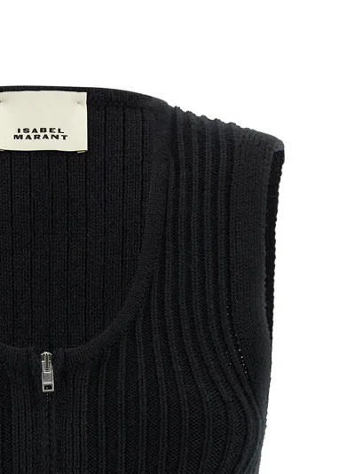 Isabel Marant Sleeveless Ribbed Texture Vest Named Devima In Black