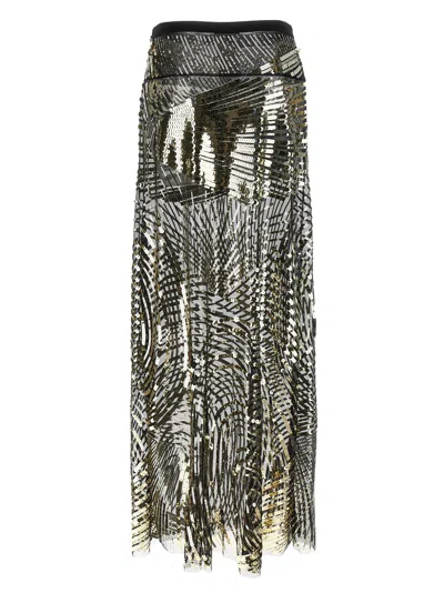 Pucci Semi-transparent Maxi Skirt Skirts Black In Metallic