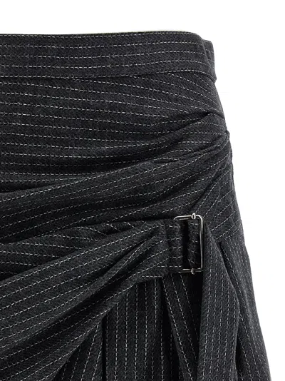 Isabel Marant Asymmetric Wrap Skirt Belted Detail In Black