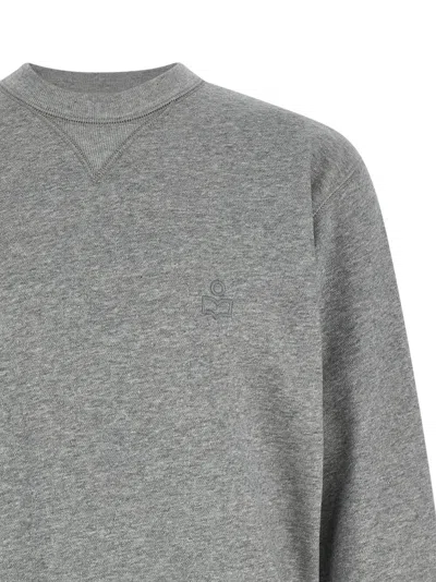 Isabel Marant Ribbed Cuff Long Sleeve Crew Neck Sweatshirt In Gray