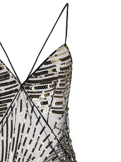 Pucci Long Dress With Sheer Overlay And Sequins In Black