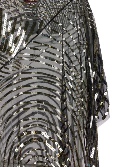 Pucci Long Dress With Sheer Overlay And Sequins In Black