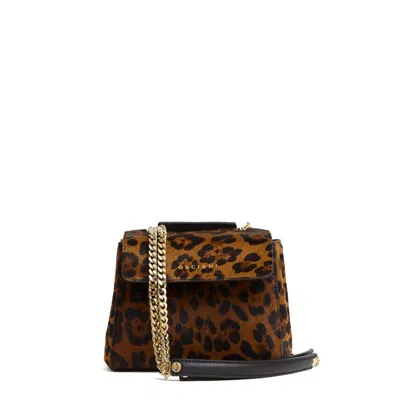Orciani Compact Leopard Print Handbag With Chain Straps In Animal Print