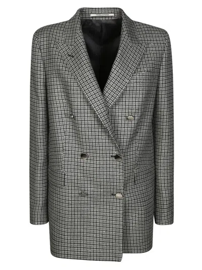 Tagliatore Double-breasted Coat With Sequin Polka Dots In Gray