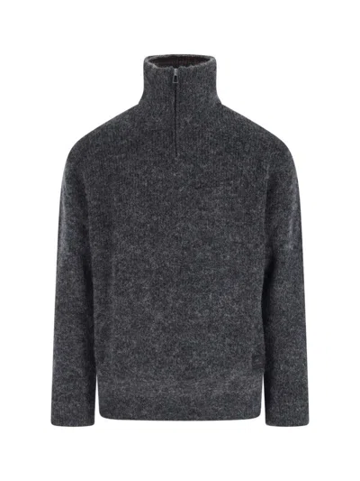 Paul Smith Textured Knit Sweater With Round Neckline In Timeless Grey In Gray