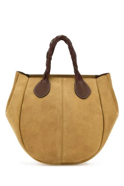 Jw Anderson J.w. Anderson Beige Suede Small Punch Handbag In Brown