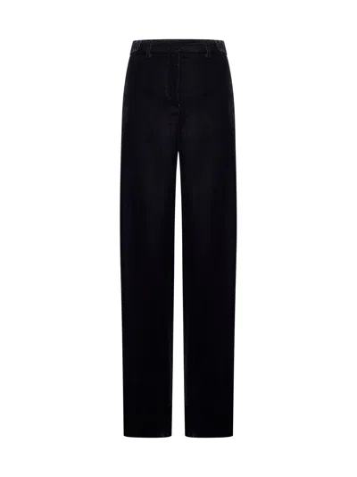 Blanca Vita Grey Gabardine Pleio Palazzo Trousers In Black