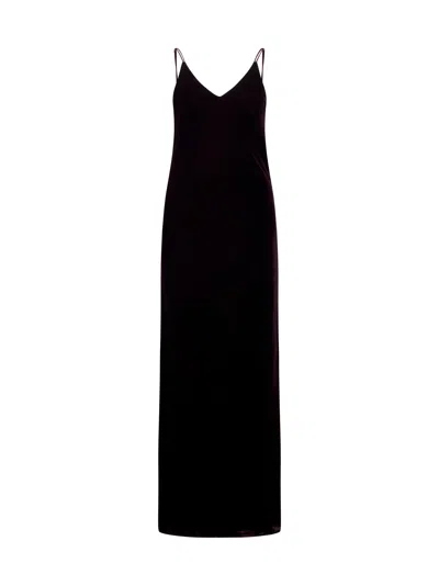Blanca Vita Burgundy Velvet Ancona Long Dress In Black