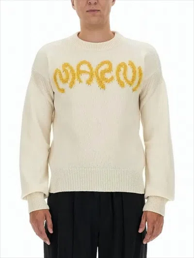 Marni Wool Sweater With Abstract Pattern And Boxy Fit In Multi