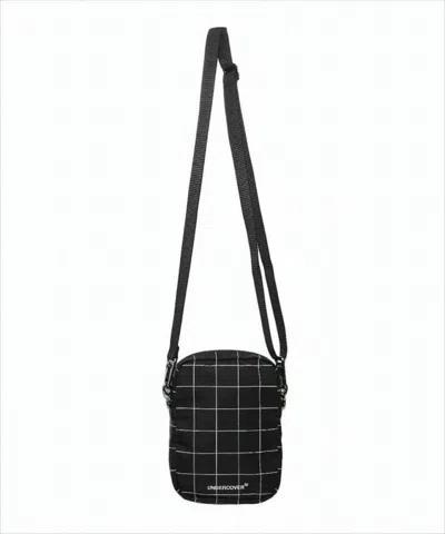 Undercover Compact Nylon Crossbody Bag With Grid Pattern In Black