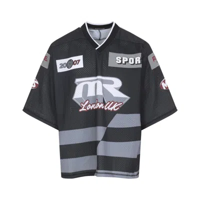 Martine Rose Black Oversized Hockey T-shirt With Mesh Texture In Black