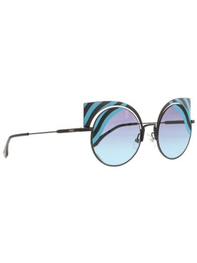 Shop Fendi Hypnoshine Sunglasses In Light Blue Black