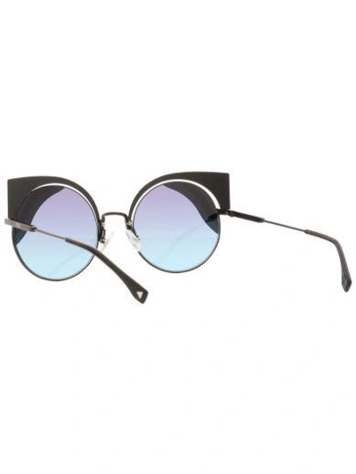 Shop Fendi Hypnoshine Sunglasses In Light Blue Black